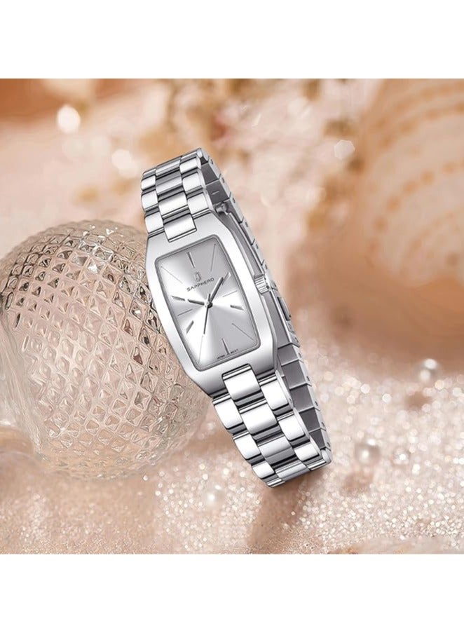 Sapphero ساعة نسائية، ساعة نسائية فاخرة، ساعة نسائية بسوار، ساعة صغيرة مقاومة للماء من الفولاذ المقاوم للصدأ حتى 3ATM - Image 5