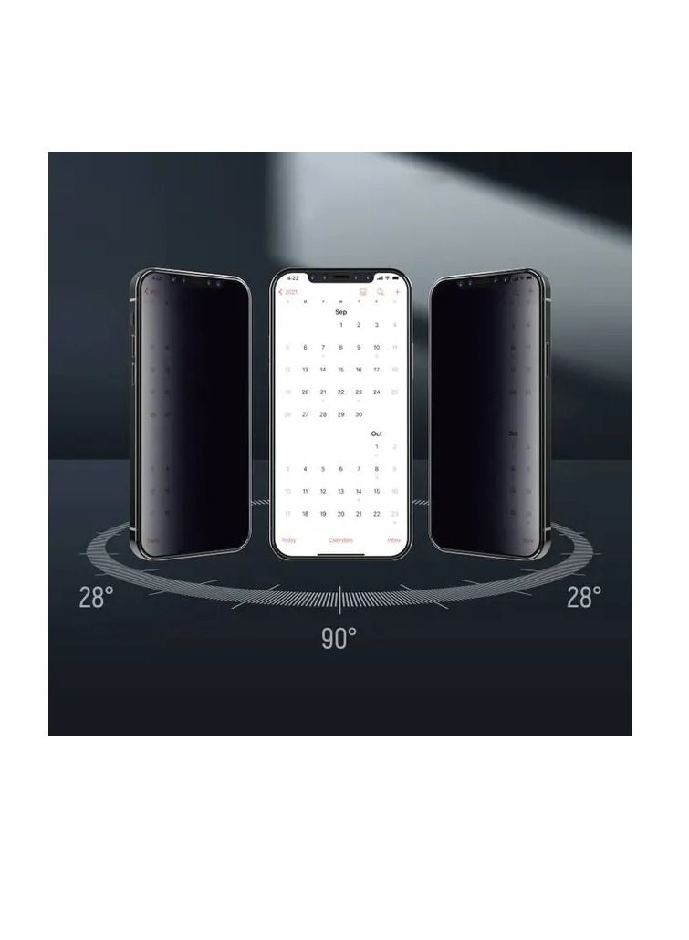 ديفيا واقي شاشة من الزجاج المقوى مرتين فان سيريز الخصوصية لهاتف آيفون 13 برو ماكس 6.7 بوصة (2021) - أسود - Image 3