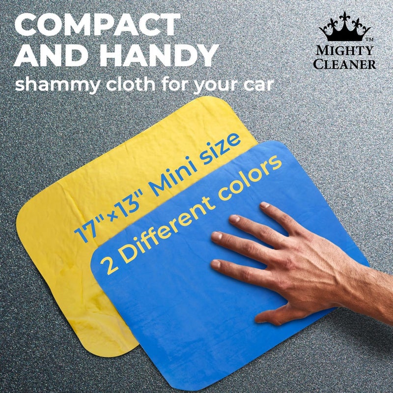 Mighty Cleaner Premium 2pk Mini +1 Free Shammy Cloth for Car Drying - 17”x13” - Super Absorbent Chamois Towel for Car - Scratch-Free, Reusable & Soft Cleaning Towel - Image 5