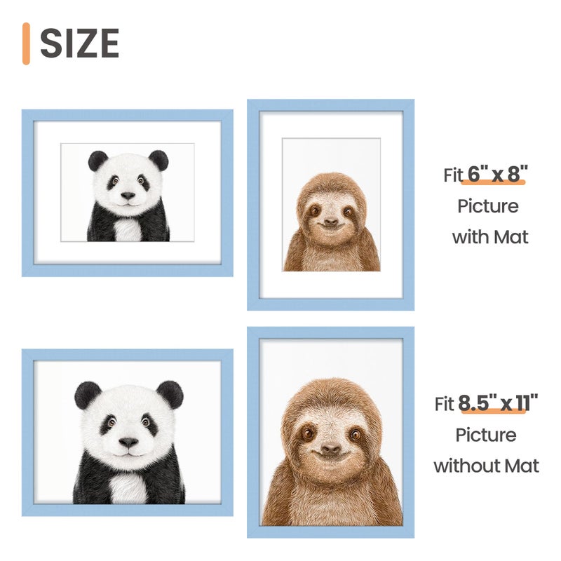 upsimples 8.5x11 Picture Frame  Display Pictures 6x8 with Mat or 8.5x11 Without Mat  Wall Hanging Photo Frame  Blue  1 Pack - Image 3