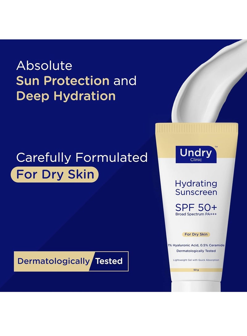 غير جاف واقي شمس مرطب للبشرة الجافة (50 جرام) واقي شمس خفيف الوزن ومضاد للضوء بعامل حماية من الشمس 50، واقي شمس واسع الطيف بعامل حماية من الشمس 50 للنساء والرجال؛ كريم واقي من الشمس مع حمض الهيالورونيك والسيراميد - Image 2