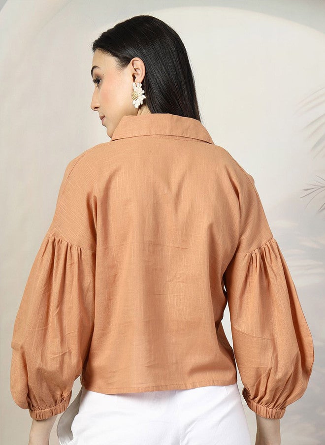PlusS Rust Cotton Shirt for Women - Image 5