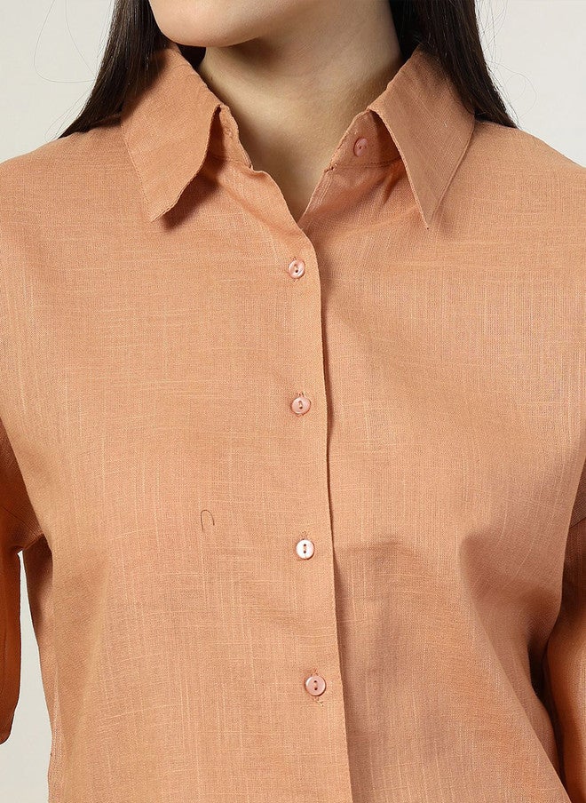 PlusS Rust Cotton Shirt for Women - Image 2