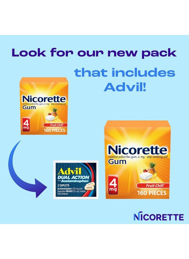 nicorette 4mg Nicotine Gum to Help Quit Smoking - Fruit Chill Flavored Stop Smoking Aid, 160 Count  - Image 2
