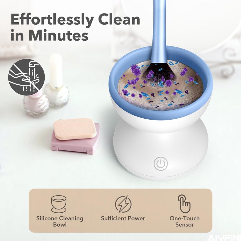 Alyfini Makeup Brush Cleaner Machine - Electric Make up Brushes Cleaner Cleanser Professional Tool for Kabuki Foundation Liquid Powder Face Makeup Self Tanner Brush,Gifts for Women Stocking Stuffers - Image 3
