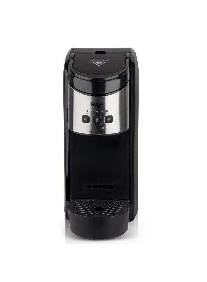 آر إيه أف ماكينة قهوة RAF 1500 واط 3 في 1 - ماكينة قهوة كبسولات ومطحونة سعة 1320 مل مع إيقاف تشغيل تلقائي لمدة 30 دقيقة، وتحضير بلمسة واحدة وتصميم سهل التنظيف - Image 1