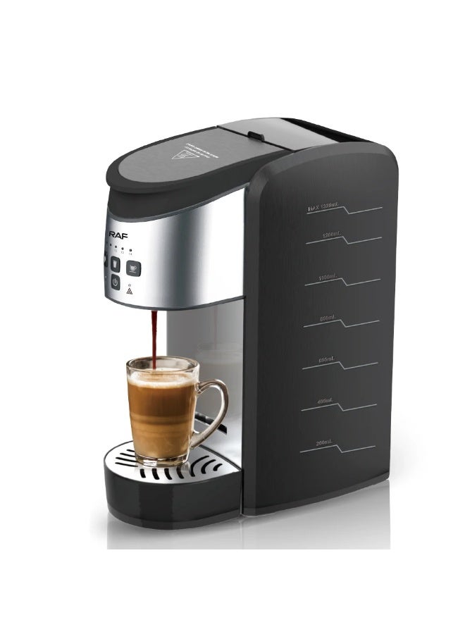 آر إيه أف ماكينة قهوة RAF 1500 واط 3 في 1 - ماكينة قهوة كبسولات ومطحونة سعة 1320 مل مع إيقاف تشغيل تلقائي لمدة 30 دقيقة، وتحضير بلمسة واحدة وتصميم سهل التنظيف - Image 2