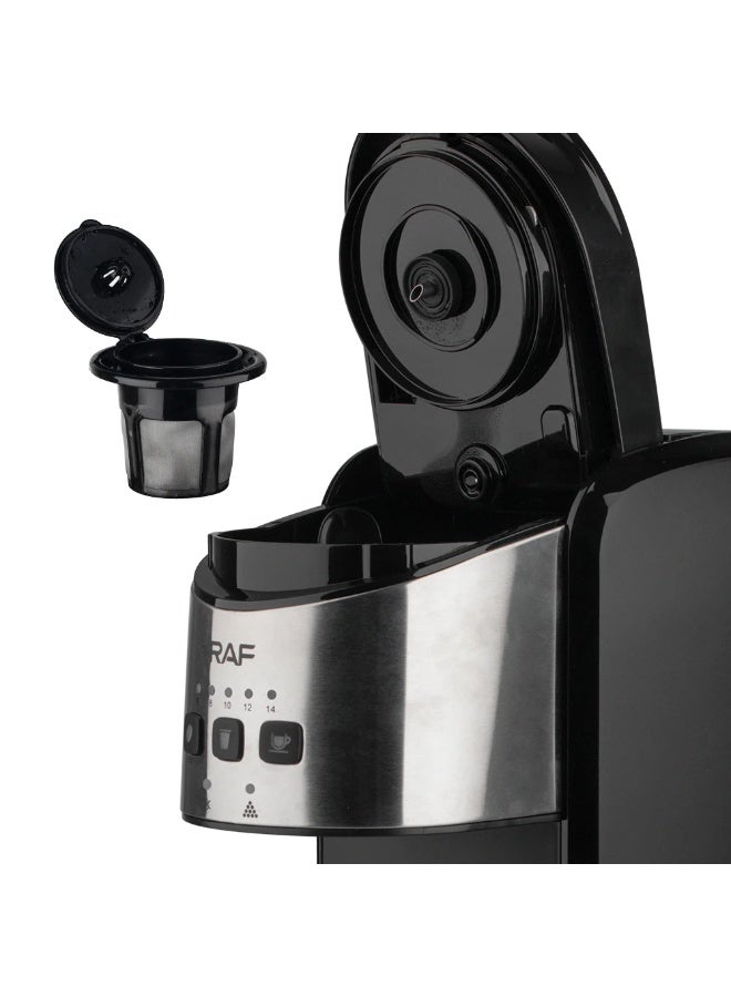 آر إيه أف ماكينة قهوة RAF 1500 واط 3 في 1 - ماكينة قهوة كبسولات ومطحونة سعة 1320 مل مع إيقاف تشغيل تلقائي لمدة 30 دقيقة، وتحضير بلمسة واحدة وتصميم سهل التنظيف - Image 3