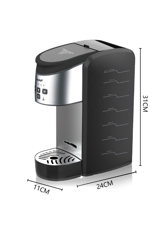 آر إيه أف ماكينة قهوة RAF 1500 واط 3 في 1 - ماكينة قهوة كبسولات ومطحونة سعة 1320 مل مع إيقاف تشغيل تلقائي لمدة 30 دقيقة، وتحضير بلمسة واحدة وتصميم سهل التنظيف - Image 5