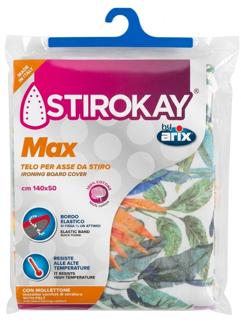 arix Stirokay Max 100% Cotton Ironing Board Cover Assorted Designs 140 X 50 Cm - Image 1