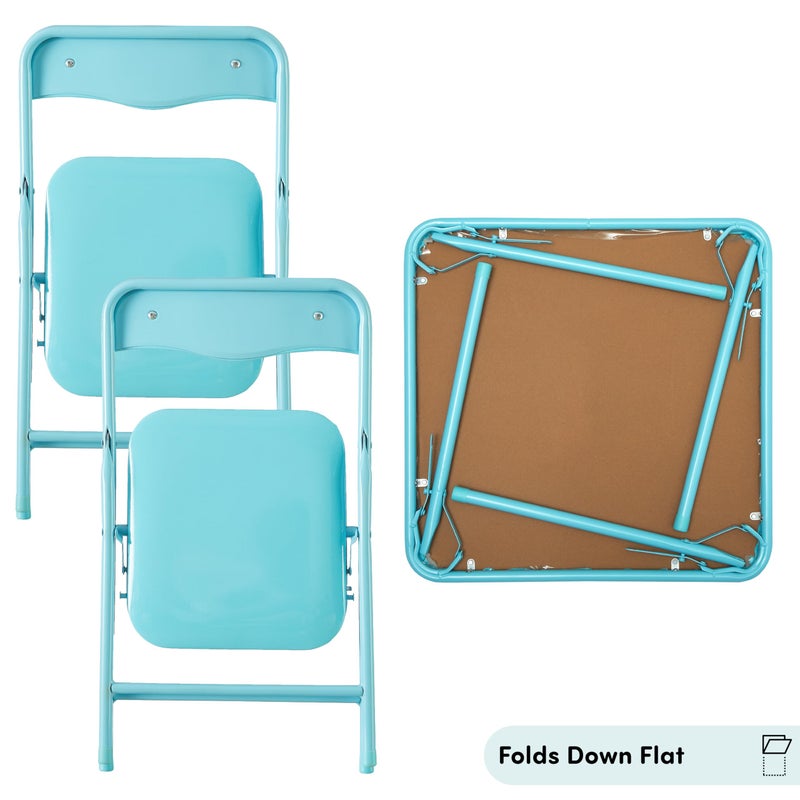 Idea Nuova Heritage Kids Blue Kids Activity Table and Chair Set,3-Piece Furniture Set with 1 Square Table & 2 Folding Chairs,Playroom Table Set for Ages 3+ - Image 5