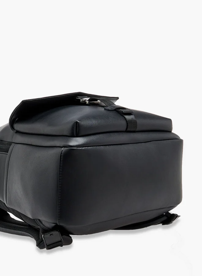 DUCHINI Solid Backpack with Adjustable Shoulder Straps - 31x17x43 cm