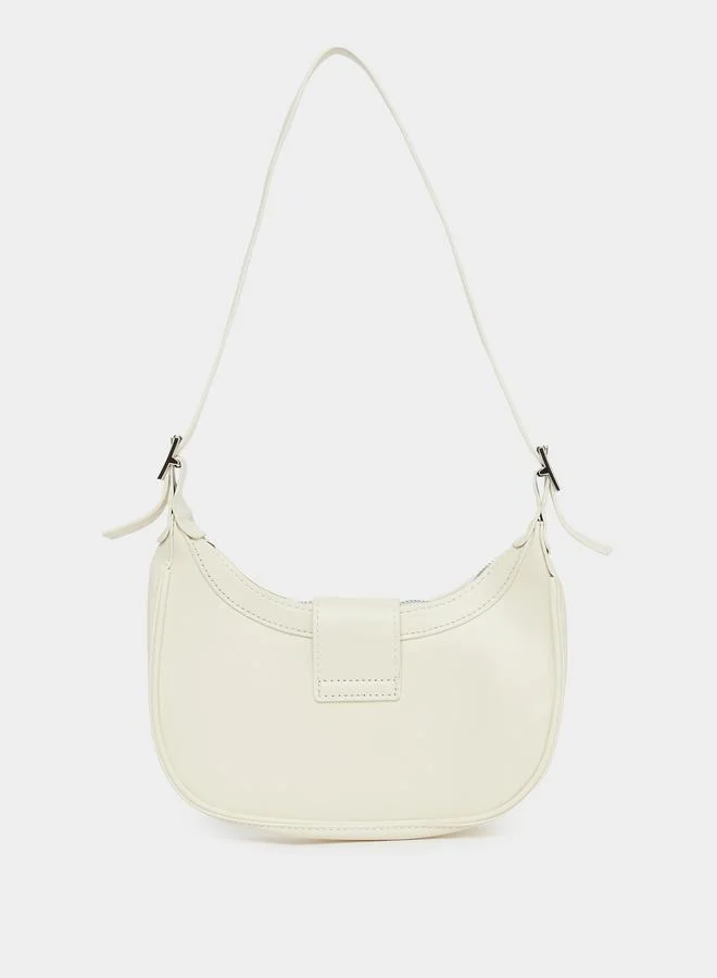 Styli Styli Triangle Metal Shoulder Bag with Zip Closure