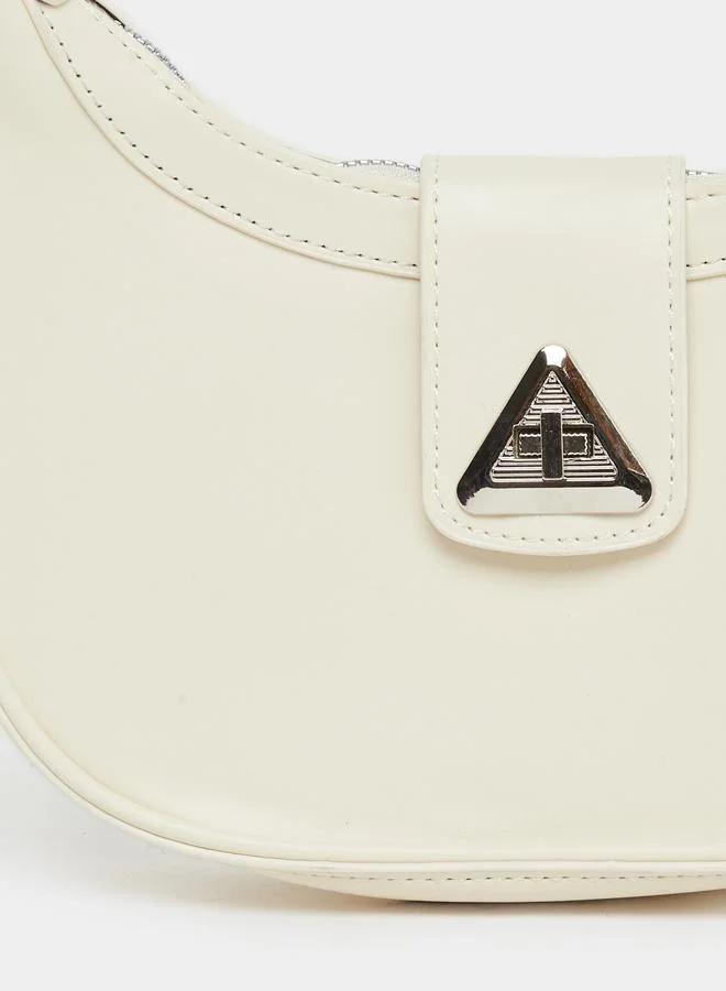 Styli Styli Triangle Metal Shoulder Bag with Zip Closure