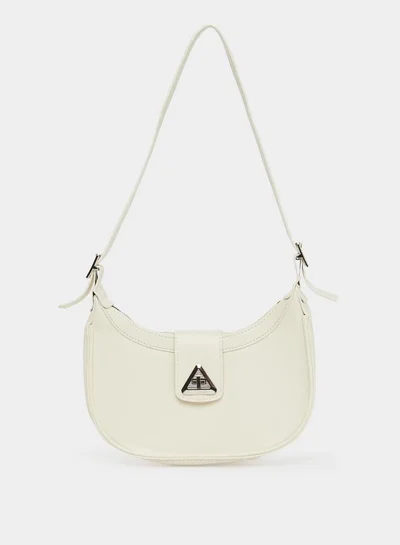 Styli Styli Triangle Metal Shoulder Bag with Zip Closure