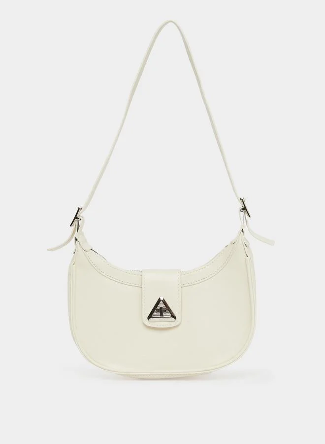 Styli Styli Triangle Metal Shoulder Bag with Zip Closure