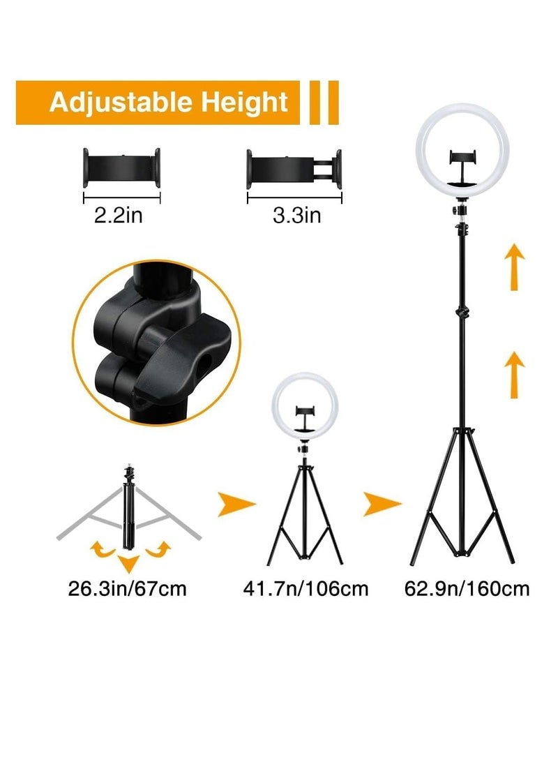 Selfie Ring Light, 10 Inch Dimmable LED Ring Light with Adjustable Tripod Stand and Phone Holder, 3 Lighting Modes and 10 Brightness Levels for Live Streaming, Makeup, YouTube, TikTok, Photography - Image 4