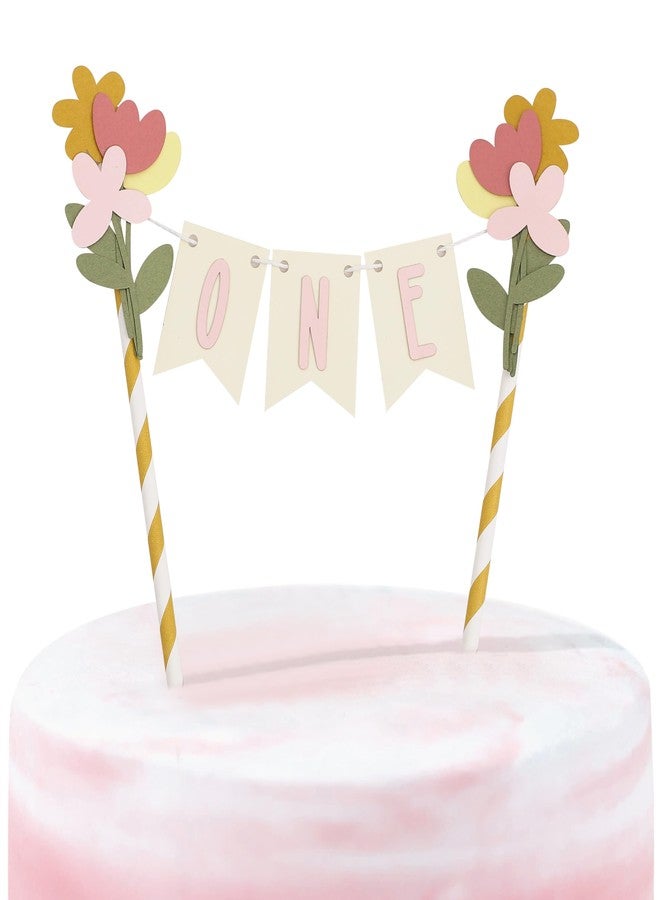 HIKLO Wildflower 1st Birthday Cake Topper - Flower First Birthday Cake Decorations, Wildflower Party Decorations for Girl, Floral Party Supplies, Garden Theme Cake Smash Photo Props - Image 1
