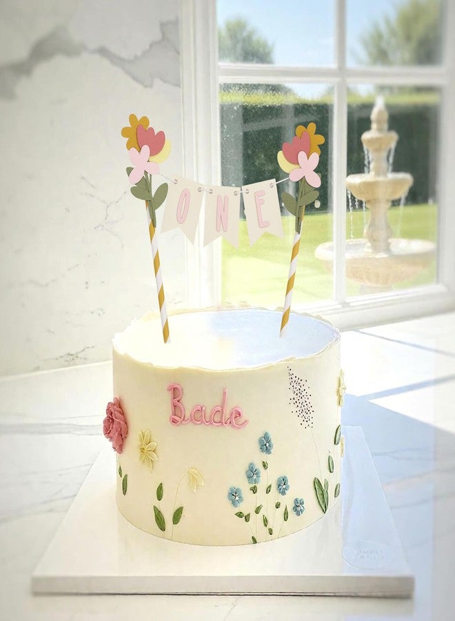 HIKLO Wildflower 1st Birthday Cake Topper - Flower First Birthday Cake Decorations, Wildflower Party Decorations for Girl, Floral Party Supplies, Garden Theme Cake Smash Photo Props - Image 3