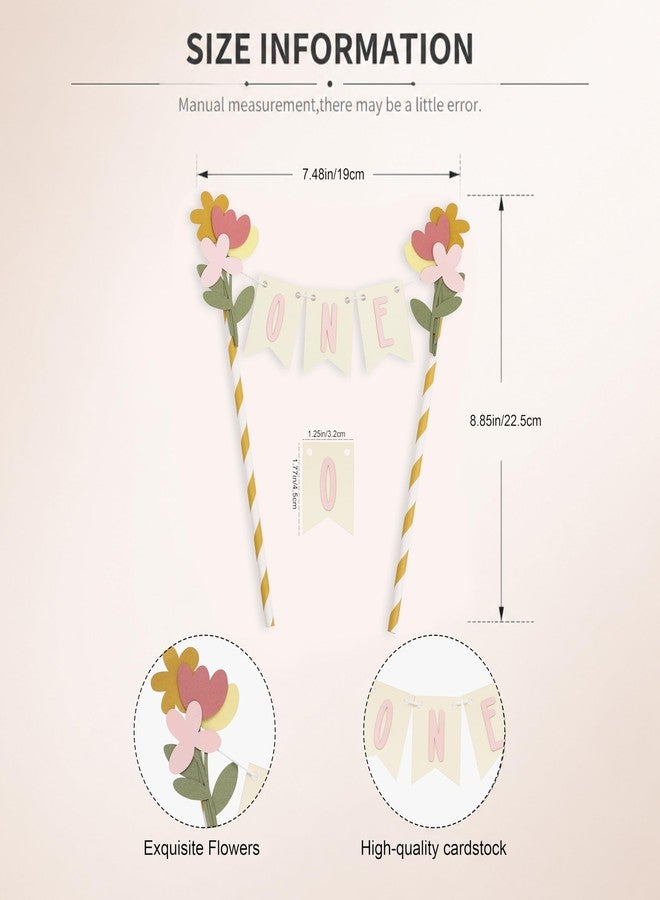 HIKLO Wildflower 1st Birthday Cake Topper - Flower First Birthday Cake Decorations, Wildflower Party Decorations for Girl, Floral Party Supplies, Garden Theme Cake Smash Photo Props - Image 2