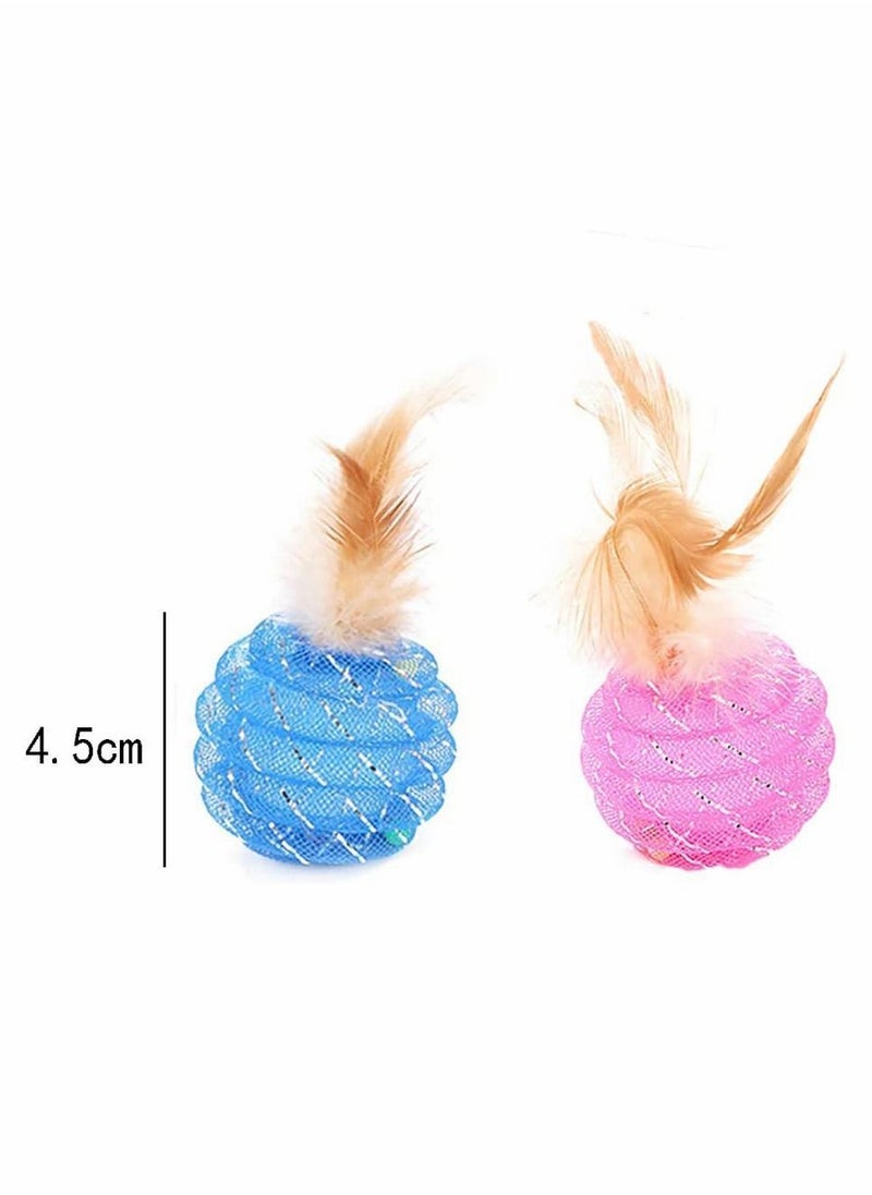 Y&D Interactive Cat Toys Rotate Ball with Colorful Light Feather, Brightly Colored Bells, Health Sport Toy for Your Cat, Safe Kitten, Pack of 4  - Image 5