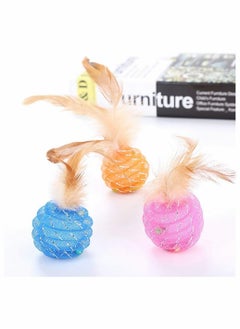 Y&D Interactive Cat Toys Rotate Ball with Colorful Light Feather, Brightly Colored Bells, Health Sport Toy for Your Cat, Safe Kitten, Pack of 4  - Image 4