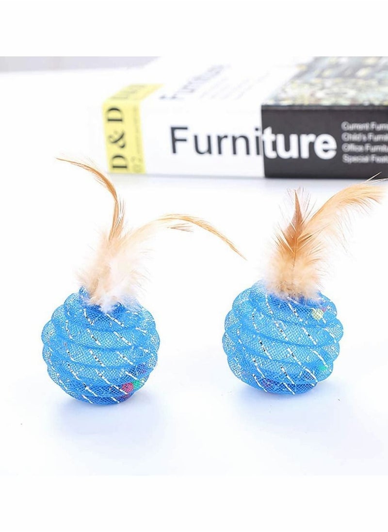 Y&D Interactive Cat Toys Rotate Ball with Colorful Light Feather, Brightly Colored Bells, Health Sport Toy for Your Cat, Safe Kitten, Pack of 4  - Image 3