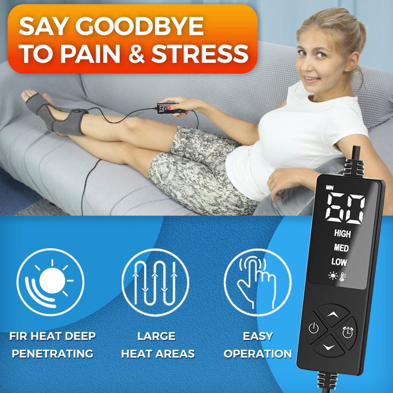 sticro Ankle Heating Pad for Achilles Tendonitis and Plantar Fasciitis Relief, Heated Ankle Brace Foot Heating Pad Wrap with Massage Ball for Sprained Ankle, Arthritis Foot Heel Pain Relief (Gray) - Image 5