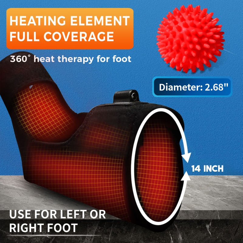 sticro Ankle Heating Pad for Achilles Tendonitis and Plantar Fasciitis Relief, Heated Ankle Brace Foot Heating Pad Wrap with Massage Ball for Sprained Ankle, Arthritis Foot Heel Pain Relief (Gray) - Image 3