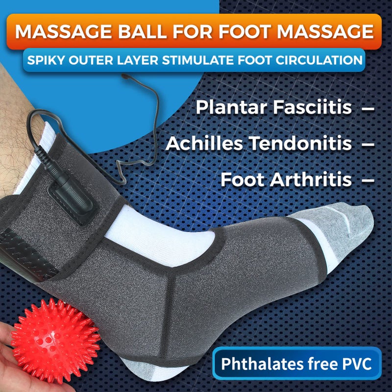 sticro Ankle Heating Pad for Achilles Tendonitis and Plantar Fasciitis Relief, Heated Ankle Brace Foot Heating Pad Wrap with Massage Ball for Sprained Ankle, Arthritis Foot Heel Pain Relief (Gray) - Image 4