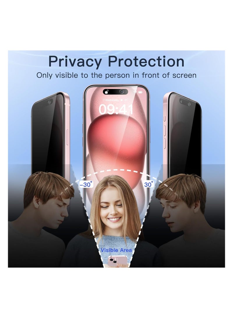 آرمور شاشة حماية زجاجية للحفاظ على الخصوصية مضادة للتجسس (لقافة) لهاتف أبل ايفون 15 6.1-بوصة أسود - Image 2