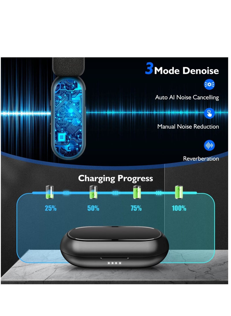 KASTWAVE - Wireless Lavalier Microphone for iPhone iPad with Charging Case 7H Clip on Lapel Microphone Wireless for Video Recording Vlogging, YouTube, Interview, 3 Mode Denoise - Image 1