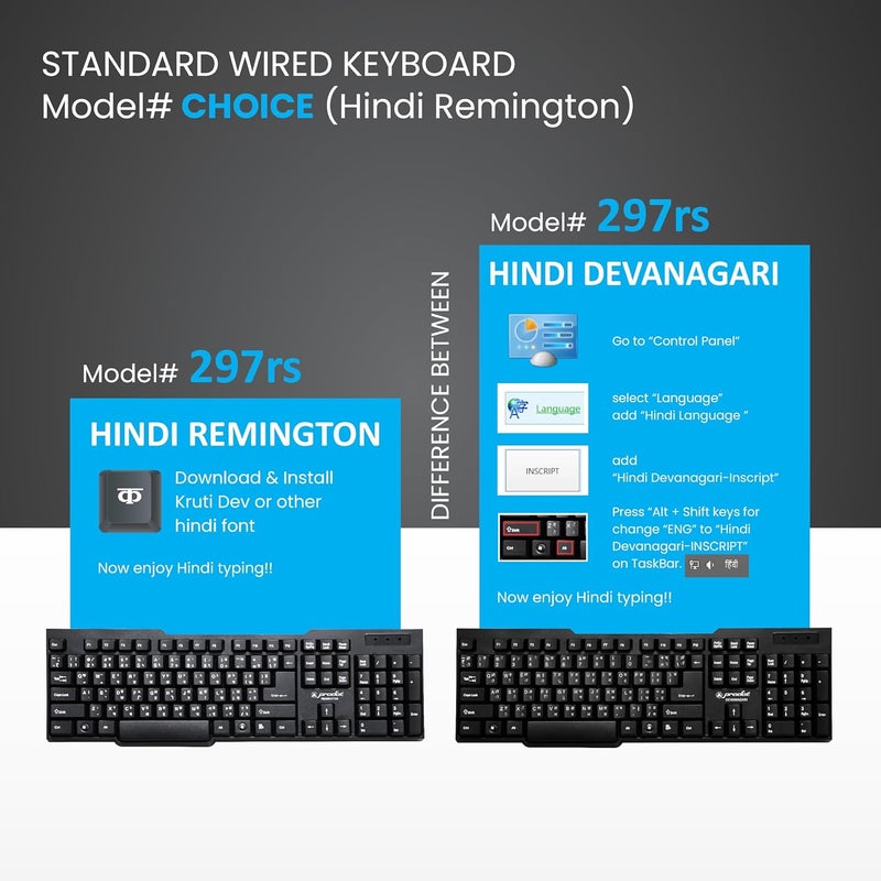 ProDot ProSeries Wired Keyboard with Rupees Symbol | Hindi Remington | Made in India | Ergonomic, Spill Resistant Design | 104 Keys | 10M Key Life | 1 Year Warranty | Works with Windows, iOS, Linux - Image 4