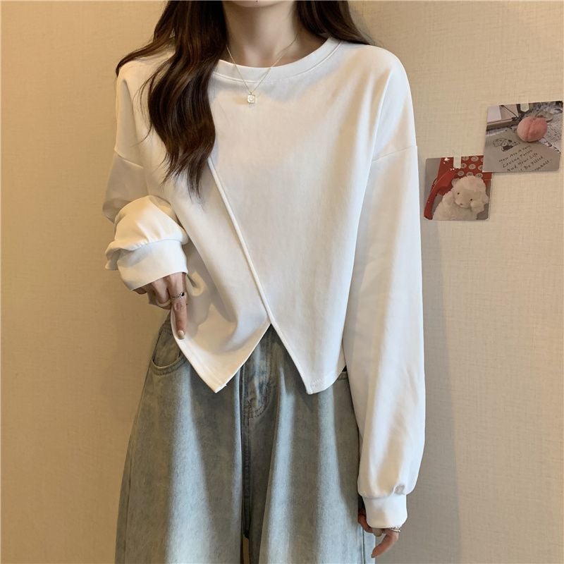 High Waist Short Sweatshirt Autumn White, good quality, no pilling
