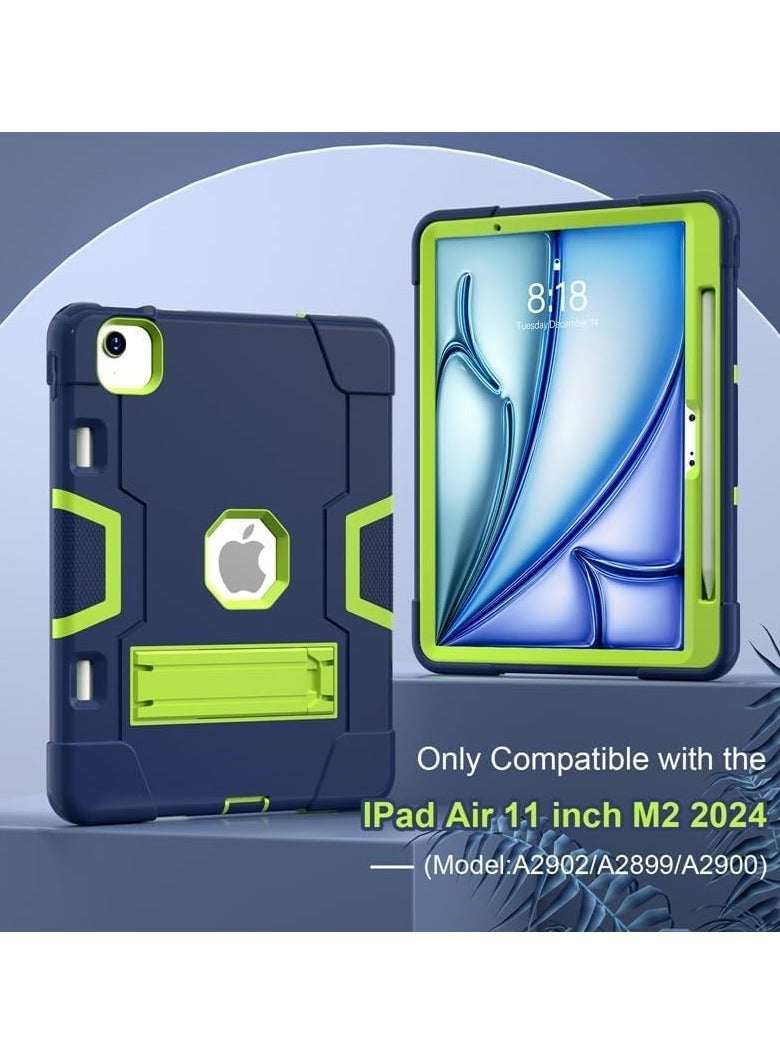 Case for IPad Air 11 Inch M2 2024 Released,with Pencil Holder and Kickstand, EVA Heavy Duty Shockproof Protective Cover (Navy Blue+Qlivine) - Image 2