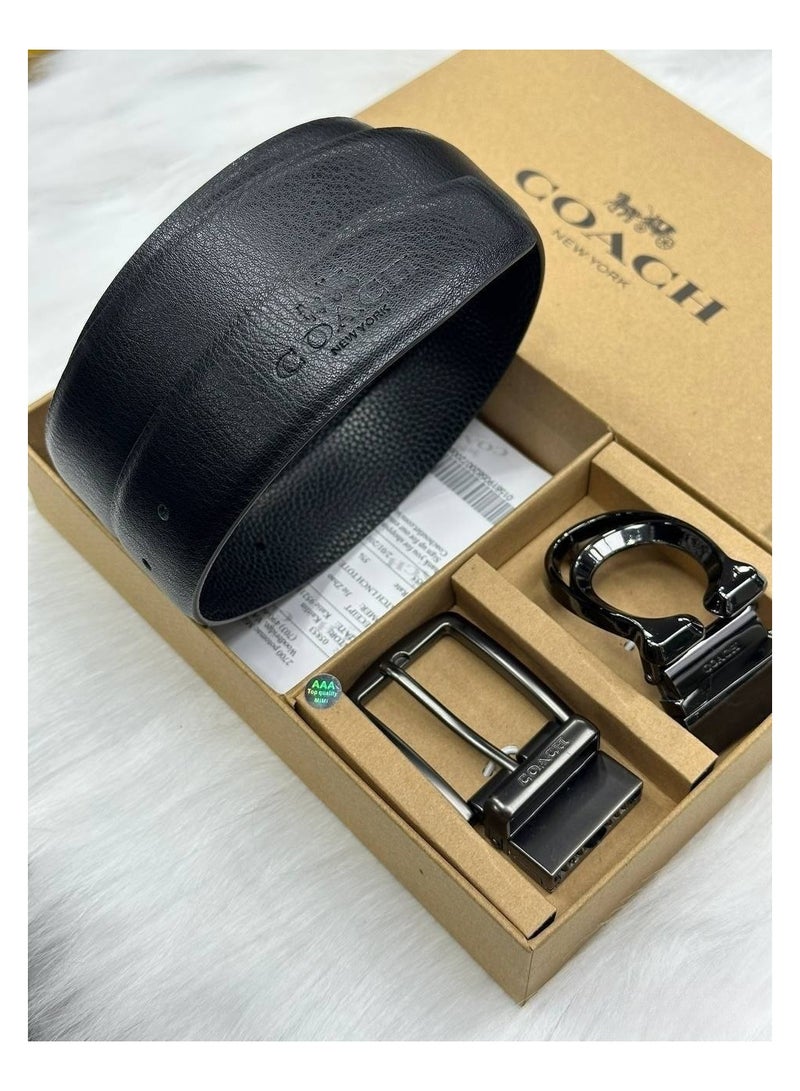 coachoutlet Coach Leather Reversible Belt with Dual Buckle Gift Set 