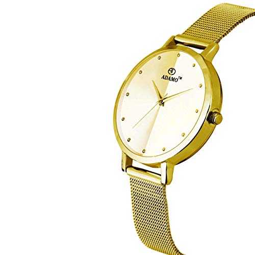 Adamo Analog Gold Dial Women's Stainless Steel Watch-335Yym04 - Image 3