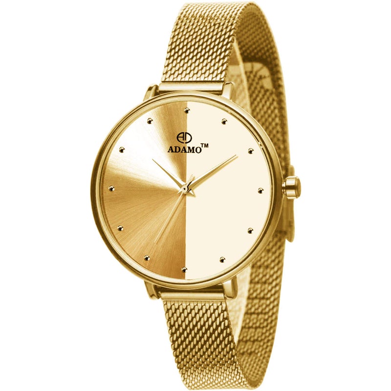 Adamo Analog Gold Dial Women's Stainless Steel Watch-335Yym04 - Image 5