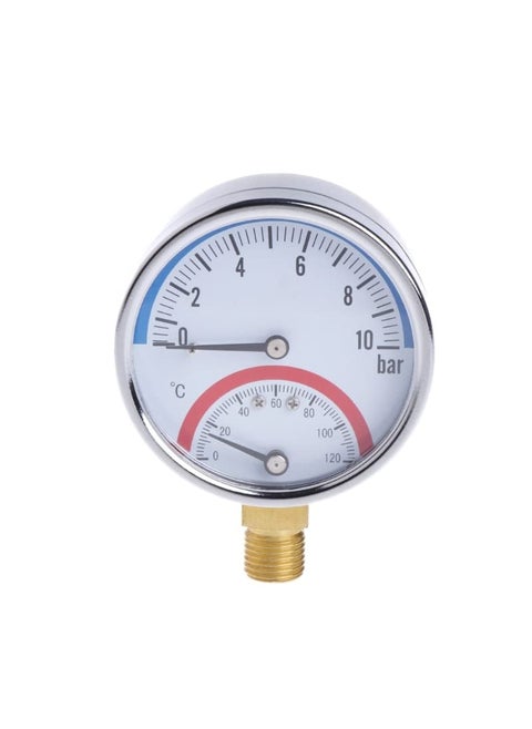 10 Bar Temperature Pressure Gauge Meter G14 Thread 2 in1 Thermometer Monitor