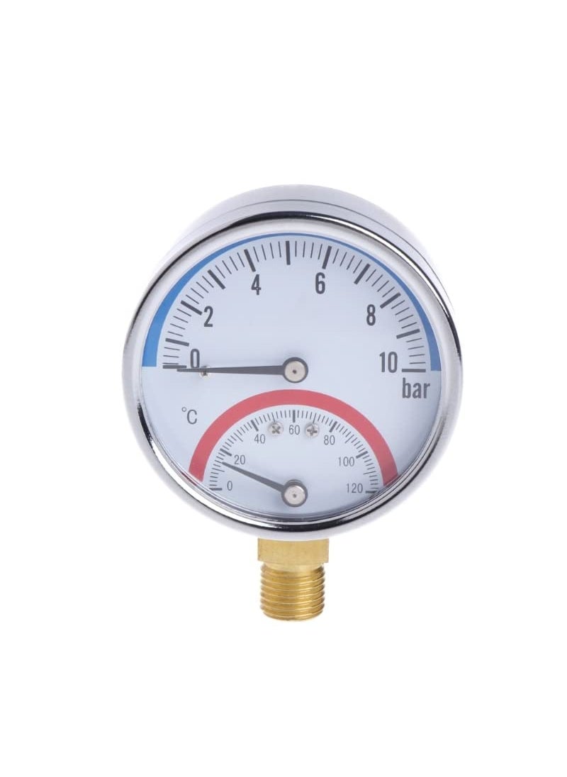 Generic 10 Bar Temperature Pressure Gauge Meter G14 Thread 2 in1 Thermometer Monitor  - Image 1