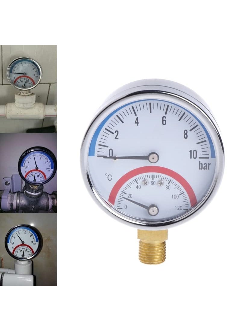 Generic 10 Bar Temperature Pressure Gauge Meter G14 Thread 2 in1 Thermometer Monitor  - Image 2
