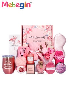 Generic Spa Gift Set for Women, Mother's Day Gifts Kit with 100ml Bath Salt, Diamond-shaped Soap, Pair of Socks, Scented Candle and Other Items, Unique Relaxing Spa Gift Basket, Creative Gifts for Mom, Wife  - Image 1