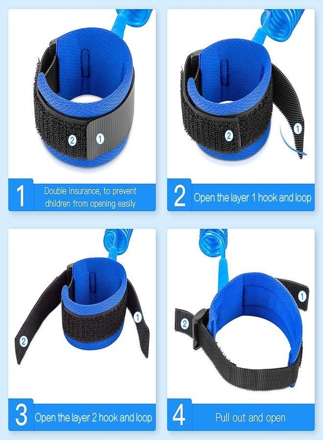 AAMATY Child Safety Lock Baby Anti Lost Wrist Link With Extra Long Soft & Adjustable Harness Strap For Walking Safety Hand Belt Rope Kid Leash Band Wristband For Toddlers Children -1 Pcs (Blue) 2 Metre - Image 2