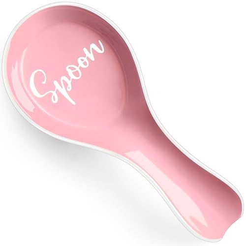 DAYYET Ceramic Spoon Rest for Stove Top, DAYYET Large Spoon Holder, Spoon Rest for Kitchen Counter, Utensil Rest for Ladles, Spatula, Tong, Pink Kitchen Decor and Accessories - Image 1