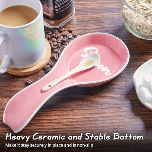 DAYYET Ceramic Spoon Rest for Stove Top, DAYYET Large Spoon Holder, Spoon Rest for Kitchen Counter, Utensil Rest for Ladles, Spatula, Tong, Pink Kitchen Decor and Accessories - Image 5