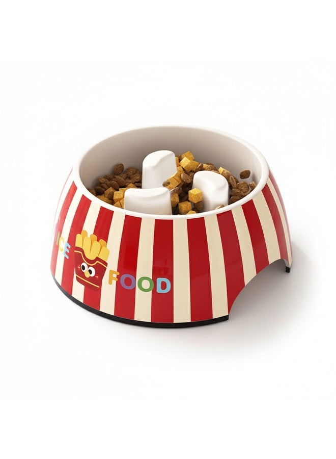 EPET Pet Slow Feeder Dog Bowl Anti-Choke Cat Food Bowl with Raised Pillars - Prevents Bloating & Choking, Fun Fries Design for Puppies & Kittens - Image 1