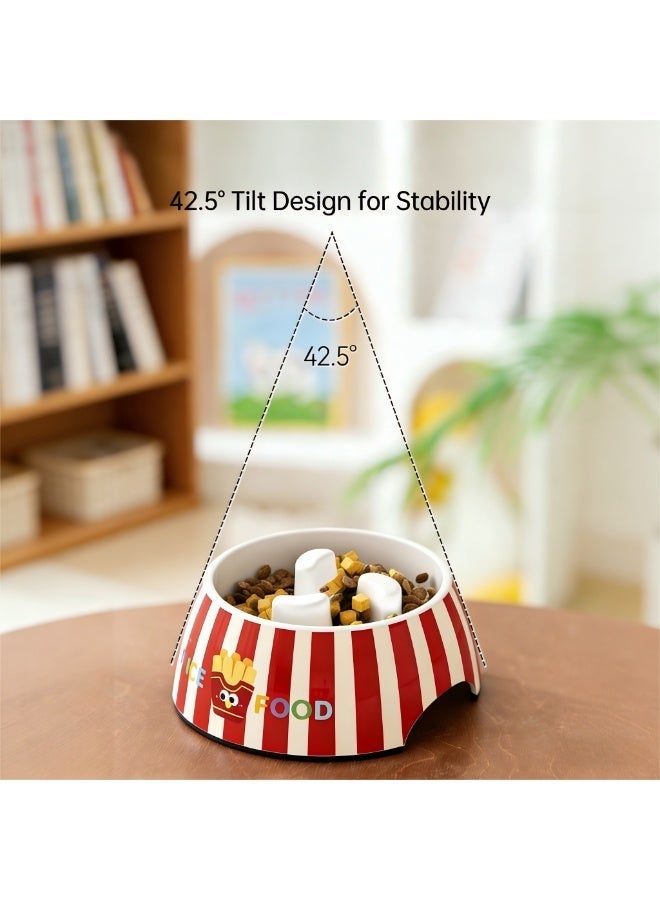 EPET Pet Slow Feeder Dog Bowl Anti-Choke Cat Food Bowl with Raised Pillars - Prevents Bloating & Choking, Fun Fries Design for Puppies & Kittens - Image 4
