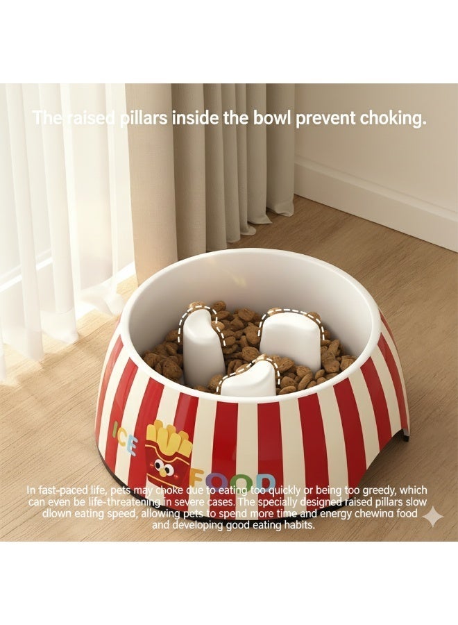 EPET Pet Slow Feeder Dog Bowl Anti-Choke Cat Food Bowl with Raised Pillars - Prevents Bloating & Choking, Fun Fries Design for Puppies & Kittens - Image 3