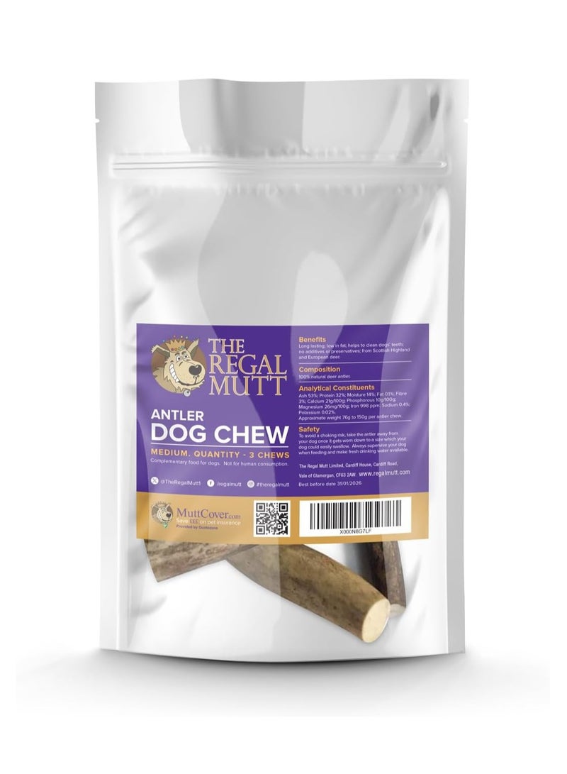 Regal The Regal Mutt Antler Dog Chews Medium Pack of 3 - Image 2
