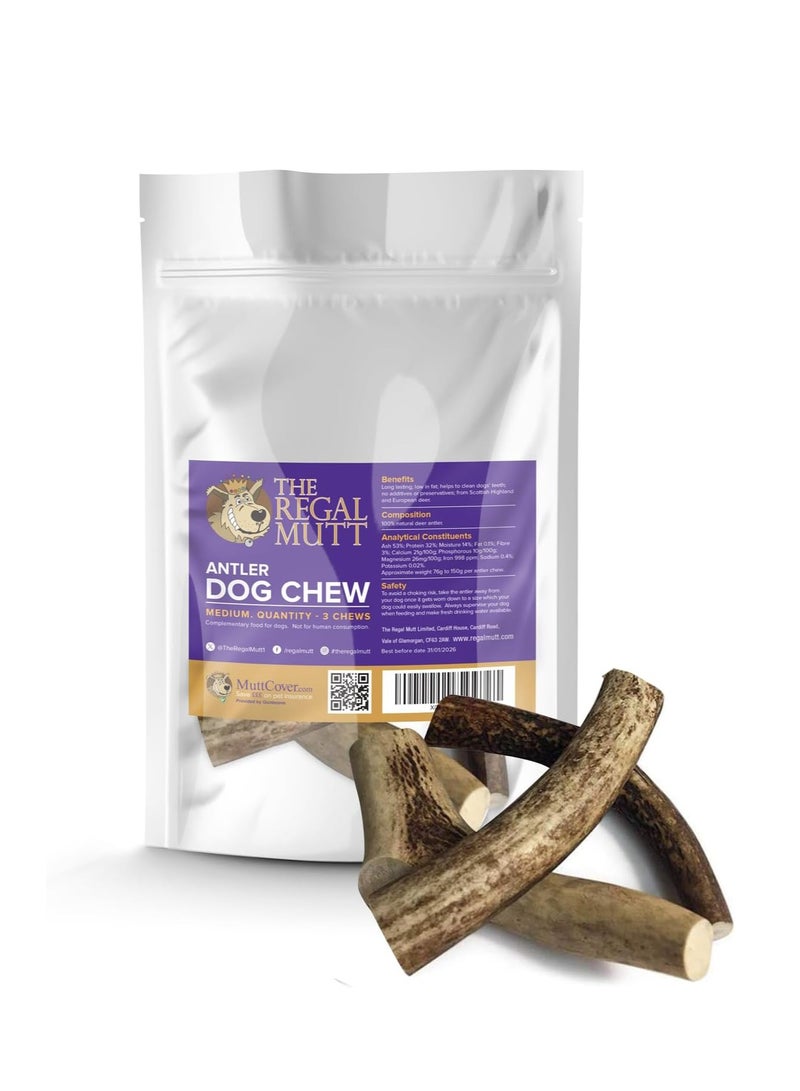 Regal The Regal Mutt Antler Dog Chews Medium Pack of 3 - Image 1